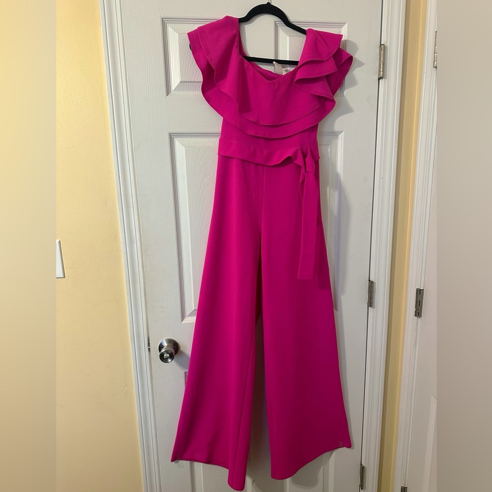 Beautiful Pink Ruffle Top Jumpsuit